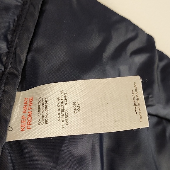 Joules navy puffer full zip vest snap closure pockets puff collar size L - Picture 9 of 12